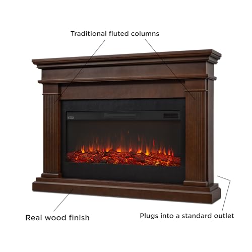 Real Flame Beau 59" Landscape Electric Fireplace with Mantel for Living Room or Bedroom, Replaceable Fireplace Insert Heater, Realistic Log and Flame Effect, Remote Control, Timer Real Flame