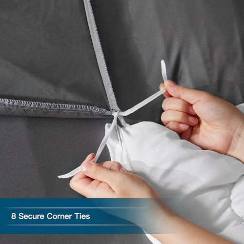 STWIENER Oversized King Plus Duvet Cover 120"x132", Only One Piece Extra Large Ultra Soft Microfiber Grey Duvet Cover for All Season - Zipper Closure & 8 Corner Ties(Grey, Alaskan King 120x132 inches) STWIENER