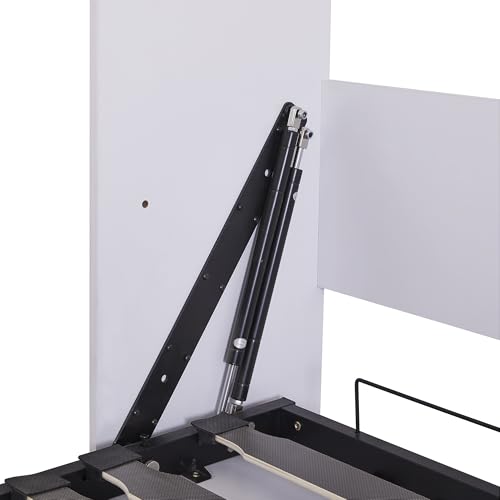 YOPTO Twin Size Murphy Bed Chest with Sofa,Foldable Hidden Cabinet Bed Frame W/ 6 Shelves,Easy Assembly,Space Saving,Multifunctional Wall Bed for Bedroom,Guest Room,Apartment,White YOPTO