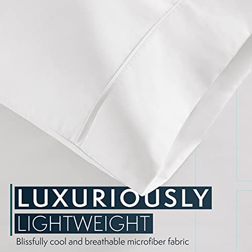 HC COLLECTION Twin Sheet Set w/ 1 Pillowcase, Hotel Luxury Platinum 1800 Series Brushed Microfiber Bed Sheets, Ultra Soft Lightweight Breathable Cooling 3 Pcs Bedding, All Season Easy Care, White HC COLLECTION