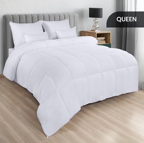 Utopia Bedding Comforters Queen Size, All Season Duvet Insert, Down Alternative Box Stitched Bed Comforter with Corner Tabs, Machine Washable (White) Utopia Bedding