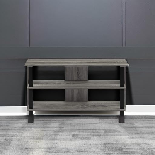 Furinno Sully 3-Tier Stand for TV up to 40, French Oak Grey/Black Furinno