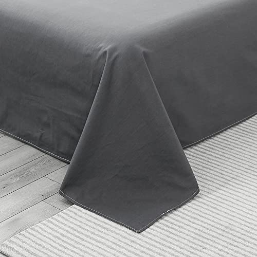 Flat Sheet-Premium Hotel 1-Piece Top Sheet, Luxury and Soft Quality Bedding Flat Sheet, Wrinkle-Free, Stain-Resistant (Dark Grey, Twin) JUWENIN