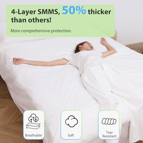CxLoode 2 Pack Disposable Bed Sheets for Hotel, Portable Bedspread, Disposable Bedding Set with 2 Bed Sheet 2 Quilt Cover and 4 Pillowcase for Travel CxLoode