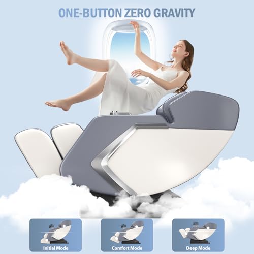 AOVOJRM Massage Chair Full Body- Zero GravityMassage Recliner with Air Pressure, 10 Fixed Massage Rollers, Heating, Foot Roller, Bluetooth Speaker for Home Office, for mom/dad (White) AOVOJRM