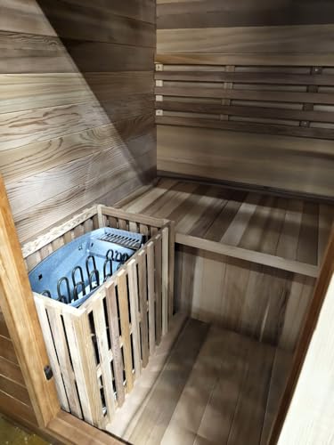 Canadian Red Cedar 2 to 3 Person Traditional Steam Outdoor Sauna SPA, Waterproof Shingled Roof, 6KW Heater Upgrade, LED Lights. MCP-Distributions