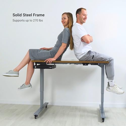 Progressive Desk Stand Up Height Adjustable Electric Standing Desk - 48" x 30" with Dual Motor, 3 Stages Sit Stand Table - Gray Oak, Black Frame Progressive Desk