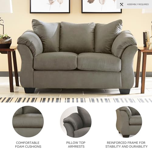 Signature Design by Ashley 1` Darcy Casual Plush Loveseat, Grayish Brown, 39"D x 67"W x 40"H, Gray Signature Design by Ashley
