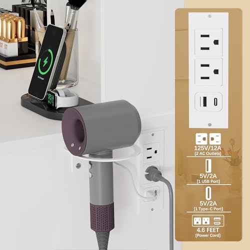 Furmax Vanity Desk with LED Lighted Mirror&Power Outlet, Makeup Vanity Table with 4 Drawers, 3 Open Storage Shelves, and 3 Color Modes, for Bedroom (Pure White) Furmax