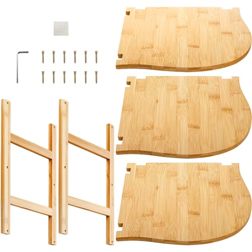 Goaste 3-Tier Bamboo Corner Shelf, Kitchen Countertop Storage Organizer, Cabinet Plate Rack for Pantry Organization, Bathroom, Desktop, 9.5 x 9.5 x 9.5 Inch Goaste
