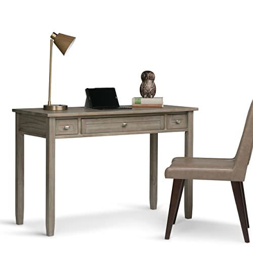 SIMPLIHOME Warm Shaker SOLID WOOD Rustic Modern 48 inch Wide Home Office Desk, Writing Table, Workstation, Study Table Furniture in Distressed Grey with 2 Drawers Simpli Home
