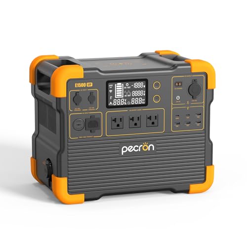 pecron Portable Power Station, E1500LFP Solar Generator 1536Wh, 2200W LiFePO4 Battery Backup, Fast Charging Power Station for Home use, RV, and Outdoor Camping pecron