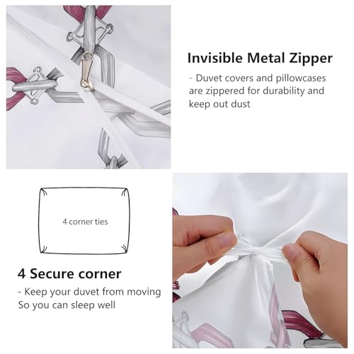 Double Sided Printed Bedding with Minimalist Chain Modern - Ultra Soft Microfiber Duvet Cover Set Single Durable Zipper Closure, Comfortable Quilt Cover for Bedroom Décor White Generic