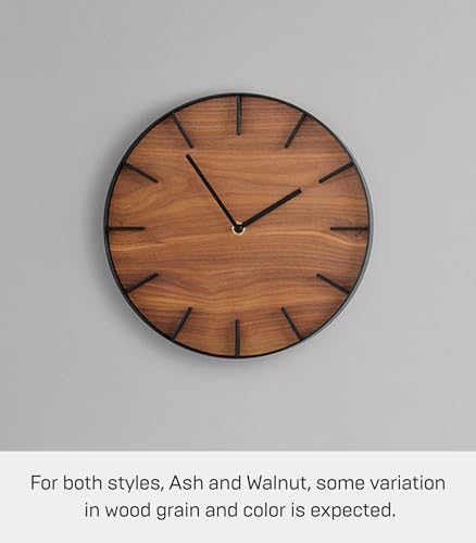 Yamazaki Home Wall Clock - Modern Wood Home Decoration Steel + Wood One Size Walnut YAMAZAKI