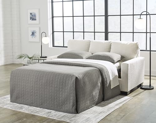 Signature Design by Ashley Rannis Coastal 2-in-1 Sofa Sleeper with Folding Gel Memory Foam Mattress, Full, White Signature Design by Ashley