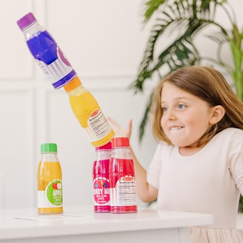 Melissa & Doug Tip & Sip Toy Juice Bottles and Activity Card (6 Pcs) - Pretend Play Food Set, Play Kitchen Food For Ages 3+ Melissa & Doug