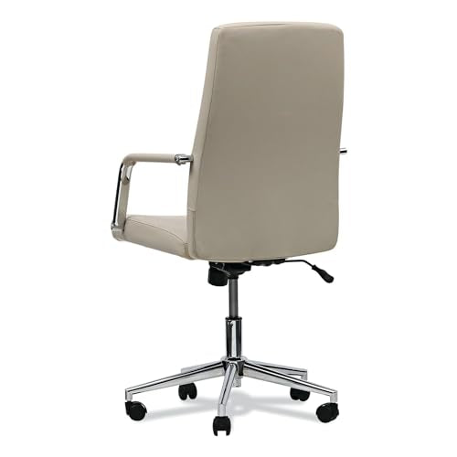 Workspace by Alera Leather Task Chair, Supports Up to 275 lb, 18.19" to 21.93" Seat Height, White Seat, White Back Alera