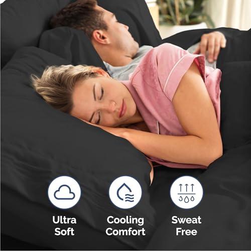 Queen Size 4 Piece Sheet Set - Comfy Breathable & Cooling Bed Sheets Set - Hotel Luxury Bedding for Women, Men, Kids, Teens, Boys & Girls - Deep Pockets, Ultra-Soft, Wrinkle Free - Oeko-Tex - Black CGK Unlimited