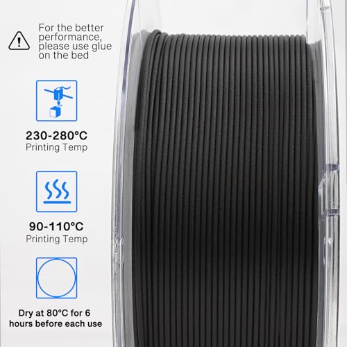 yxpolyer Nylon Carbon Fiber Filament PA12-CF 3D Printing Filament 500g with AMS-Compatible PC Heat-Resistant Spool yxpolyer