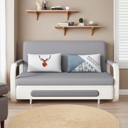 gaoyangjiaju Full Size Pull-Out Sofa Daybed with Trundle, Versatile Futon Couch with Sleeping Function,Metal armrest and Storage Space, for Small Rooms and Living Rooms,59.84" gaoyangjiaju