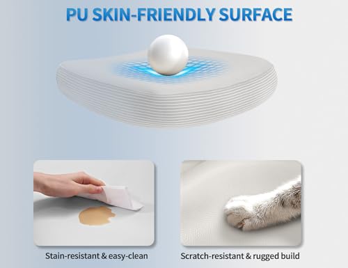 TRALT Ergonomic Office Chair - Desk Chair with Wave High Back Adjustable Lumbar Support Computer Chair - Gaming Chairs Mesh Backrest and PU Leather Seat for Home Reading Chairs to Adults(White) TRALT