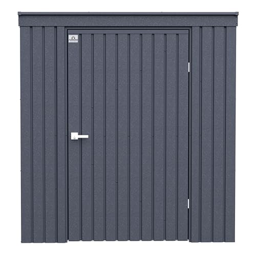 Arrow Shed Elite 6' x 4' Tall Outdoor Steel Storage Shed with High Gable and Lockable Doors Storage Building with Pent Roof, Anthracite Arrow