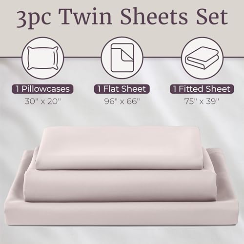 Brushed Microfiber Sheet Set- 3 Piece Bed Linens-Fitted & Flat Sheets, Plus A Pillowcase-Wrinkle, Stain & Fade Resistant by Lavish Home (Twin, Beige) Lavish Home