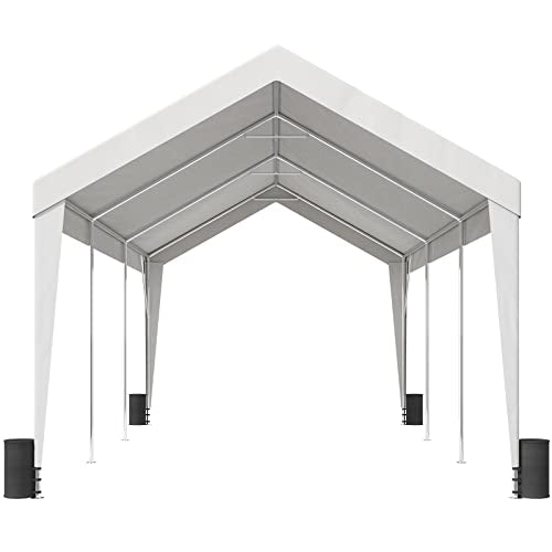 VEVOR Upgraded 10x20 ft Heavy Duty Carport Car Canopy, Car Port Garage Boat Shelter Party Tent with 8 Reinforced Poles and 4 Weight Bags, UV Resistant Waterproof Tarp for SUV, Truck, Boat VEVOR