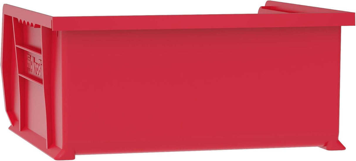 Akro-Mils 30235 AkroBins Plastic Storage Bins, Space-Saving Stackable Bins for Garage, Pantry, Craft Organization, 11" x 11" x 5", Red, 6-Pack Akro-Mils