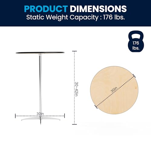 Flash Furniture Lars 30'' Round Wood Cocktail Table with 30'' and 42'' Columns, Adjustable Wood Bar Height Table for Events or Home Use, Natural Flash Furniture