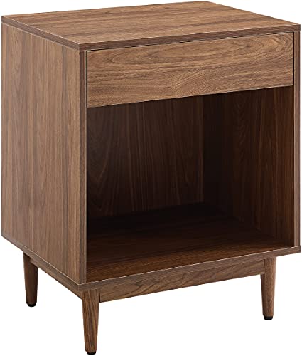 Crosley Furniture Liam End Table and Record Player Stand with Storage for Vinyl Records, Walnut Crosley Furniture