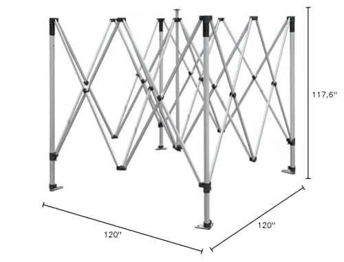 Vispronet 10x10 Pop Up Canopy Frame – 40lb Aluminum Tent Frame, Height Adjustable Hexagonal Legs, Max Clearance Height of 7ft, Perfect for Pop Up Tent, Tailgate Tent, Tent Canopy – Tent Frame Only Vispronet