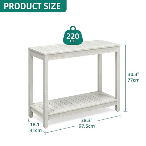 YITAHOME 38.3" Patio Bar Table Entry Console Table, 2-Shelf HIPS Indoor Outdoor Height Table Multifunctional Buffet Storage Organizer with Adjustable Feet, Gray YITAHOME