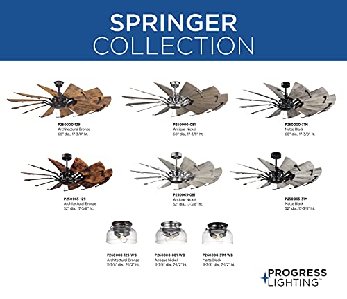 Progress Lighting P250000-129 Springer Collection DC Motor Windmill Farmhouse, 60-Inch, 12-Blade Ceiling Fan, Architectural Bronze Progress Lighting
