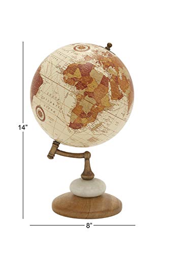 Deco 79 Contemporary Mango Wood Globe Globe, 8" x 8" x 14", Cream Deco 79