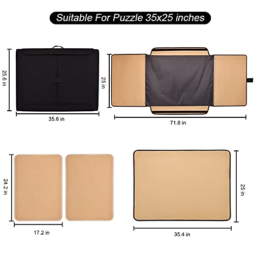 Rekcopu 1500 Pieces Jigsaw Puzzle Board, Portable Puzzle Board, Jigsaw Puzzle Table Board, Puzzle Keeper Puzzle Caddy with Sorting Trays & Detachable Board,Non-Slip Surface, Medium Rekcopu