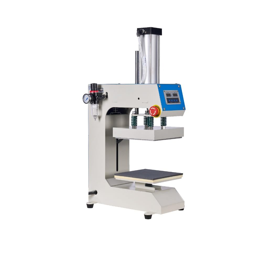 Gejok 8x8 Label Pneumatic Heat Press Machine - Auto-Balance Sublimation Press for Labels, Caps, Cups - Digital Control Gejok