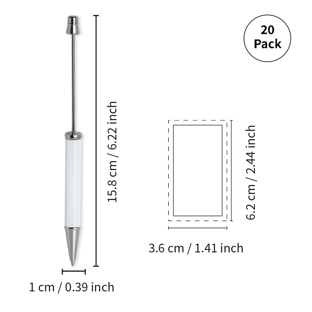 PYD Life 20 Pack Sublimation Beadable Pens Blanks Bulk White with 25 Pieces Shrink Wrap Films,Sublimation Ballpoint Pen Personalized DIY by Pen Heat Press Sublimation Oven PYD Life