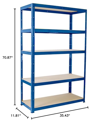 G-Rack Garage Shelving Unit: 180cm x 90cm x 30cm, Single Bay, Blue 5 Tier Unit, 175kg Load Weight Per Tier (875kg Per Rack) for Your Garage, Elsewhere! Shelf Unit, Van Racking G-Rack