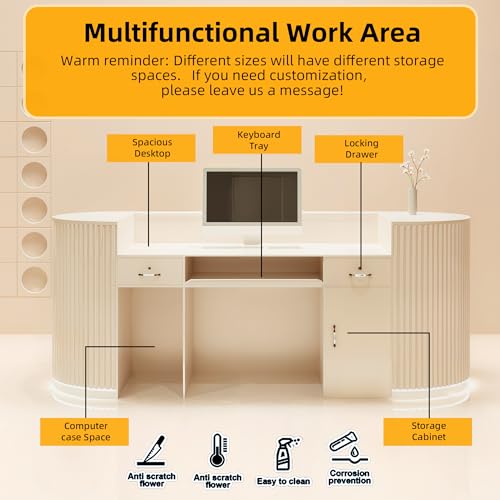 odrma Reception Desk, Macaron Color Retail Counter, Reception Desk with Counter wiht Hidden LED Lighting for Salon Reception Room Office Boutique Checkout Counter Dental Hospital odrma