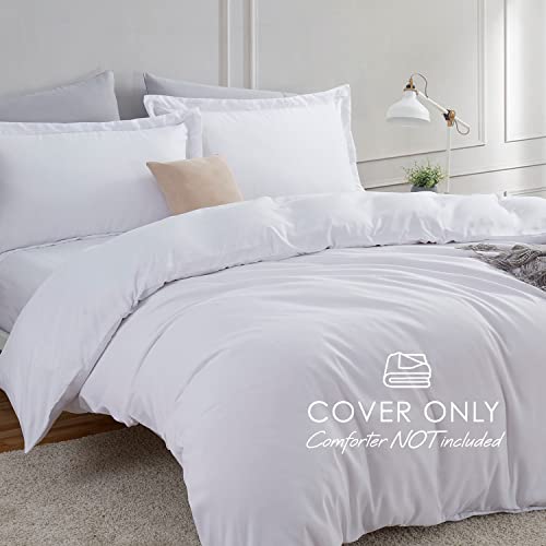 Hearth & Harbor White Duvet Cover King Size - 3 Piece Soft Double Brushed Bedding Set - Includes 1 King Duvet Cover with Button Closure 104x90 inches and 2 Pillow Shams Hearth & Harbor