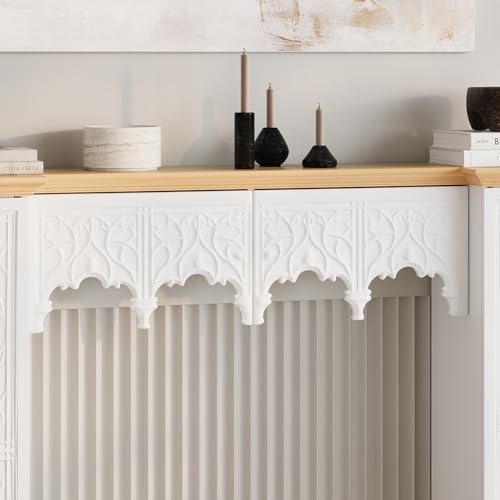 Timechee White Freestanding Electric Fireplaces Mantel Stand, Wooden Decorative Mantel Storage Cabinet with Doors and Shelves,Drawers, Fireplace Decor Entertainment Center with Storage for Living Room Timechee