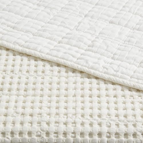 Levtex Home Mills Waffle Full/Queen Quilt Set (88x92in) with 2 Pillow Shams (26x20in) - Cream - Cotton Waffle Full/Queen Size Quilt Bedding Set - Lightweight, Soft, Pre-Washed Levtex Home