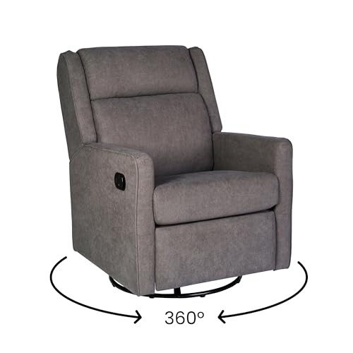 Flash Furniture Cash Swivel Glider Rocking Recliner, Manual Recliner with 360 Degree Swivel, for Living Room, Bedroom, or Nursery, Fabric Upholstered, Dark Gray Flash Furniture