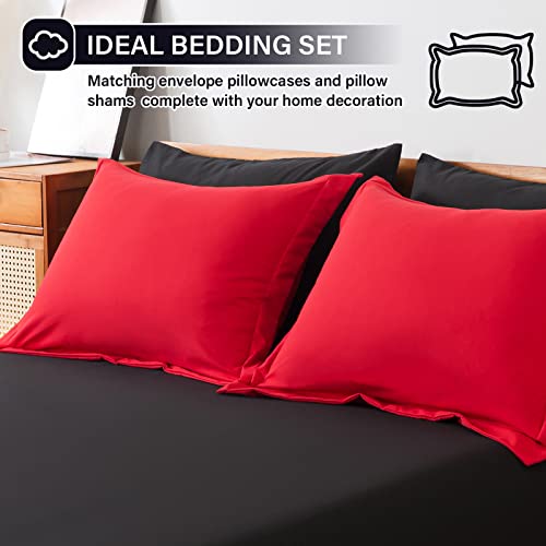 Cosybay Bed in a Bag King Reversible Comforter Sets 7pcs All Season Down Alternative Bedding Sets Red and Black with Comforter, Pillow Shams, Flat Sheet, Fitted Sheet and Pillowcase