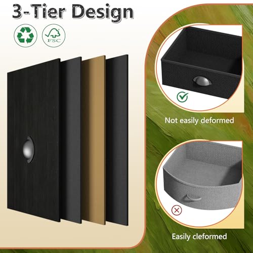 Night Stand with 1 Fabric Drawer and Sturdy Metal Frame, Modern Bedside Table Lightweight & Durable -55LB Load Capacity, Wear-Resistant & Easy-Clean Surface, Black YEYSHAOM