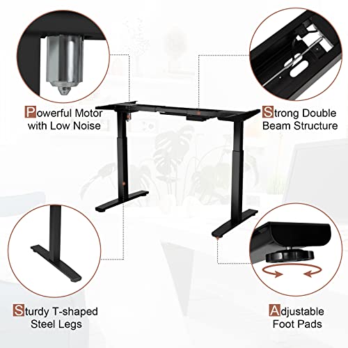 COSTWAY Electric Stand up Desk Frame, Ergonomic Sit to Stand Desk Frame w/Adjustable Height & Width, DIY Workstation Base w/Memory Controller for Home Office(Frame Only) (Black) COSTWAY