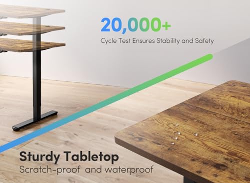 FEZIBO Electric Standing Desk, 63 x 24 Inches Height Adjustable Stand up Desk, Sit Stand Home Office Desk, Computer Desk, Rustic Brown FEZIBO