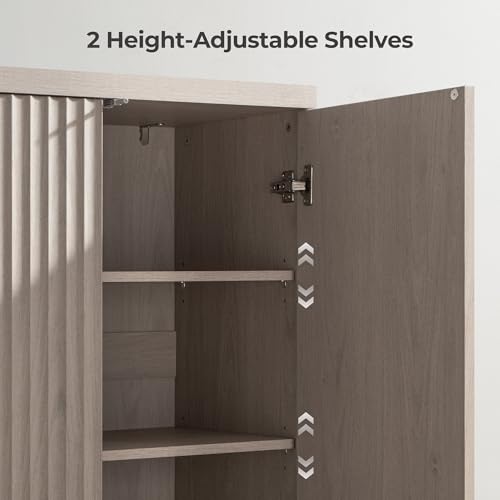 SICOTAS Buffet Cabinet with Storage Accent Sideboard Modern Credenza with Doors & Shelves Fluted Media Console Mid Century Coffee Bar Table for Living Room Kitchen Dining Room Hallway(2PCS) SICOTAS