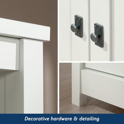 Sauder Cottage Road Book Shelf, Bookshelf with Storage, Library Bookcase with Doors and Adjustable Shelves, in Soft White Finish Sauder